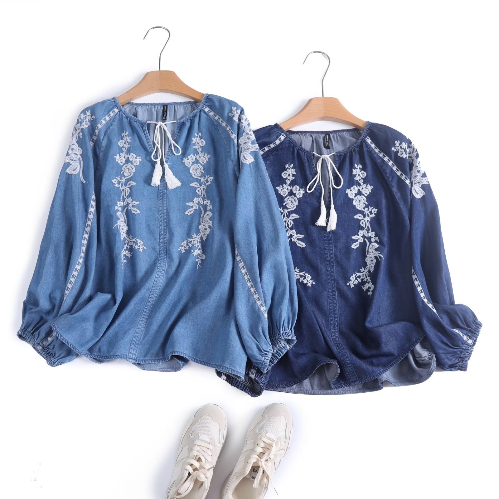 ผู้หญิง DENIM เสื้อด้านบนดอกไม - Tassel Fringe Trim บทวิจารณ์และราคา