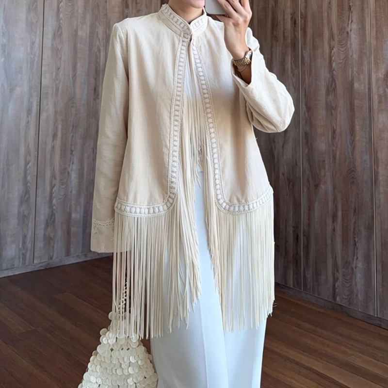 เสื้อโค้ทสไตล์โบโฮสำหรับฤดูใบไ - Tassel Fringe Trim บทวิจารณ์และราคา