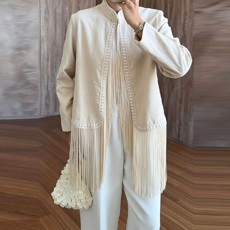 เสื้อโค้ทสไตล์โบโฮสำหรับฤดูใบไ - Tassel Fringe Trim บทวิจารณ์และราคา