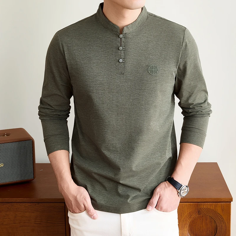 เสื้อยืดแขนยาวคอจีนสำหรับผู้ชา - Embellish Knit บทวิจารณ์และราคา