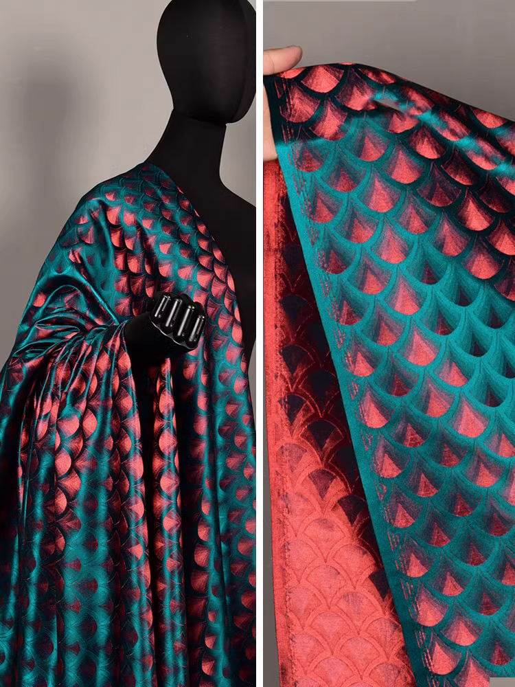 ผ้าทอผ้าทอสีเขียวนกยูงลายคลื่น - Crystal Mesh Fabric บทวิจารณ์และราคา