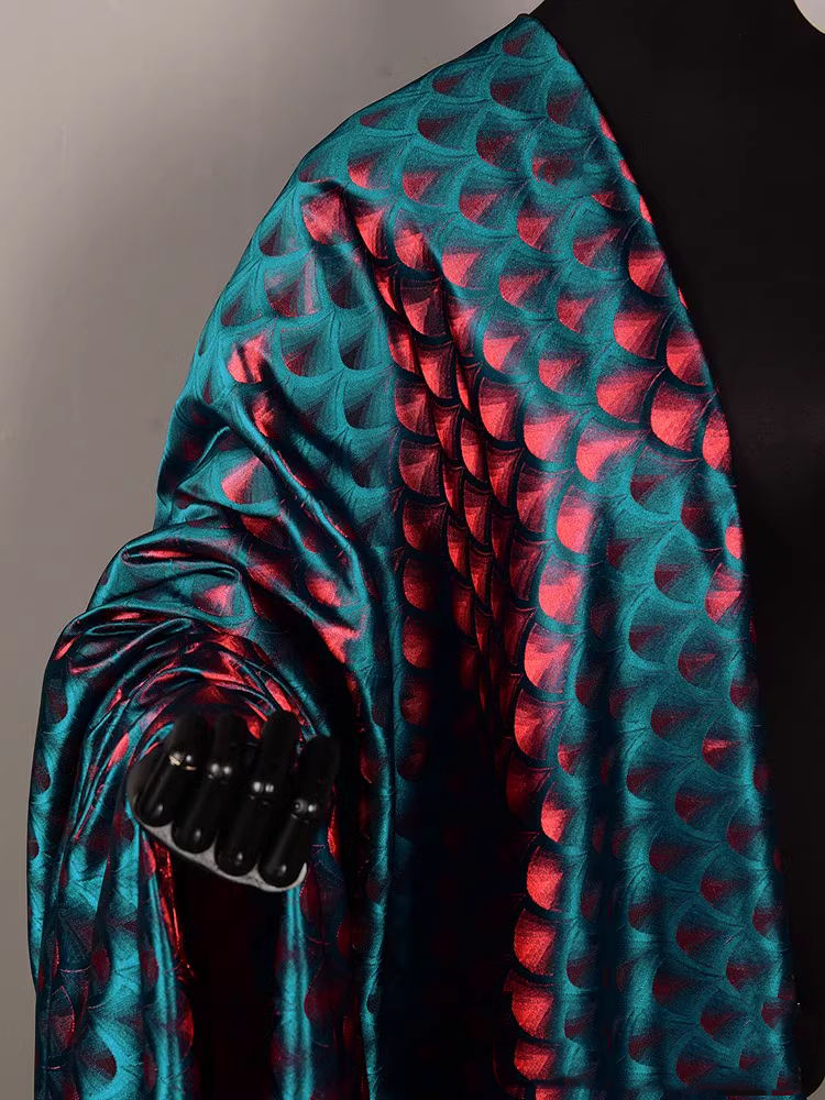 ผ้าทอผ้าทอสีเขียวนกยูงลายคลื่น - Crystal Mesh Fabric บทวิจารณ์และราคา