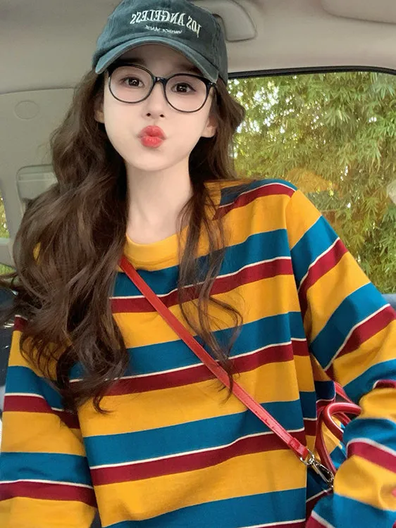 เสื้อยืดแขนยาวลายทางคัลเลอร์บล - Embellish Knit บทวิจารณ์และราคา