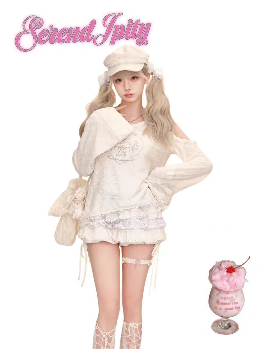 ชุด 2 ชิ้น สไตล์ Y2K น่ารักคาว - Elastic Lace Trim บทวิจารณ์และราคา